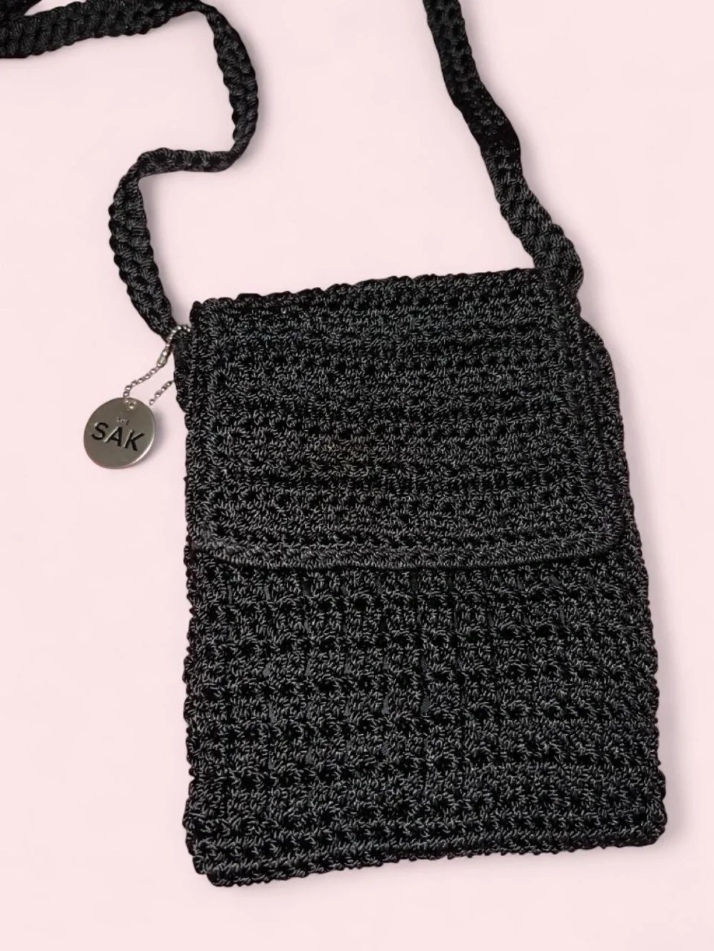 The Sak Black Crochet Crossbody with Braided Strap